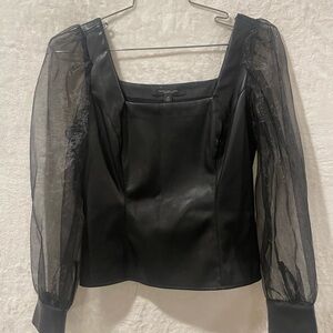 Marc New York Black Faux Leather Top